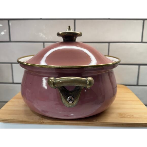 Mikasa Grande Chef Antique Rose UN512  Enamel Metal Ejiri Japan 3.25 Qt. - Picture 7 of 9